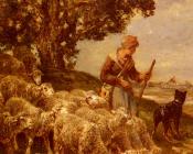 埃米尔 查尔斯 雅克 : A Shepardess Watering Her Flock